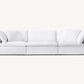 Modern White Linen Fabric and Feather Sofa with 3 Seats