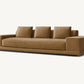 Modern Brown Linen Fabric and Feather Sofa with 3 Seats