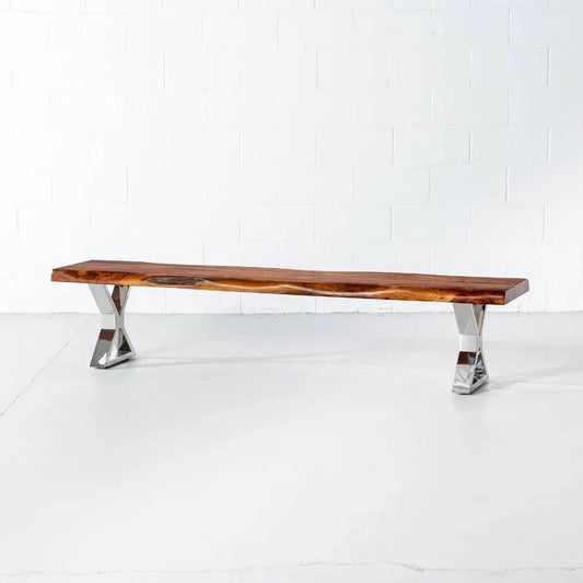 Live Edge Wood & Steel Bench