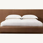 Brown Fabric and Oak Solid Wood Bed Faddish Modern Style Bedroom Bed