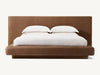 Brown Fabric and Oak Solid Wood Bed Faddish Modern Style Bedroom Bed