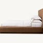 Brown Fabric and Oak Solid Wood Bed Faddish Modern Style Bedroom Bed