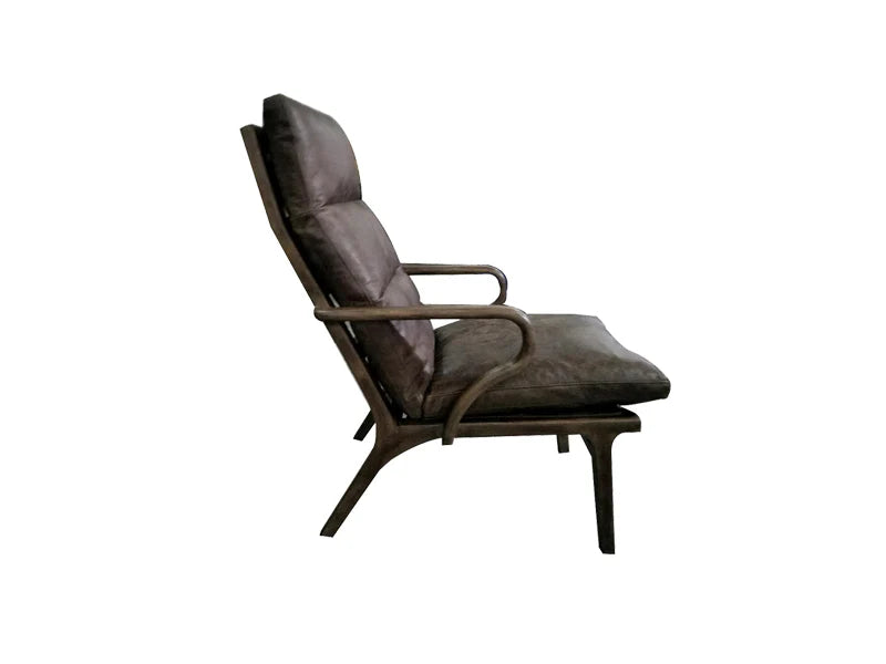 Genuine Leather Chair,Living Room Chair,High Back Chair,Wood Chair