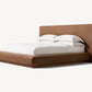Brown Fabric and Oak Solid Wood Bed Faddish Modern Style Bedroom Bed