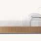 Defaico Striped Style Oak Solid Wood and Fabric Bed Faddish Modern Style Bedroom Bed