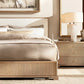 Defaico Striped Style Oak Solid Wood and Fabric Bed Faddish Modern Style Bedroom Bed