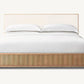 Defaico Striped Style Oak Solid Wood and Fabric Bed Faddish Modern Style Bedroom Bed